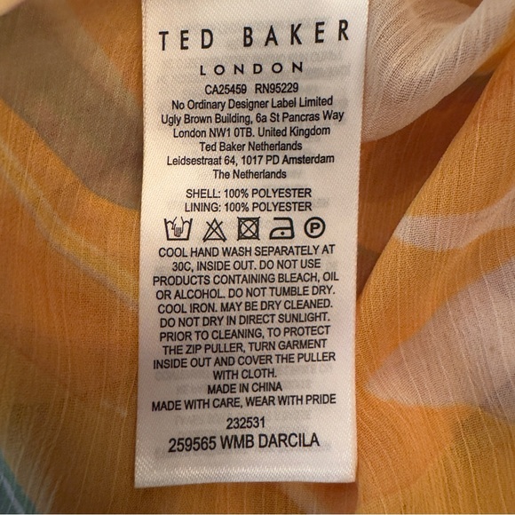 Ted Baker Darcila Floral Peplum Top Size 4 (US 10) Yellow Puff Sleeve - Picture 9 of 9